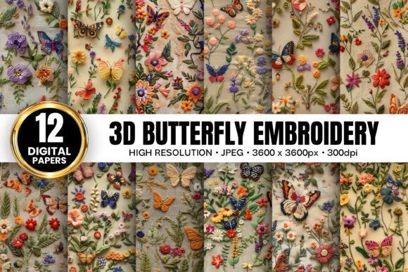 Butterfly Floral Embroidery for Apparel