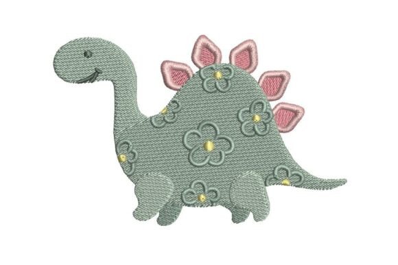 Charming Floral Dinosaur for Seasonal Embroidery
