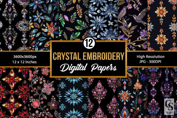 Crystal Embroidery Seamless Patterns for Etsy