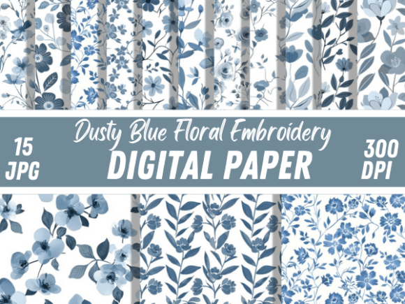 Dusty Blue Floral Embroidery for Holiday Charm