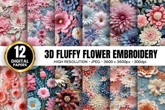 Explore 3D Fluffy Floral Embroidery Patterns