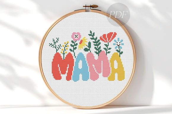 Mama Floral Cross Stitch for Seasonal Gifts
