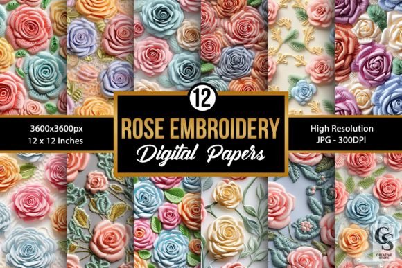 Pastel 3D Roses Embroidery for Apparel
