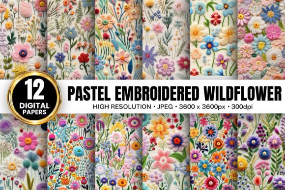 Pastel Wildflowers Embroidery for Business