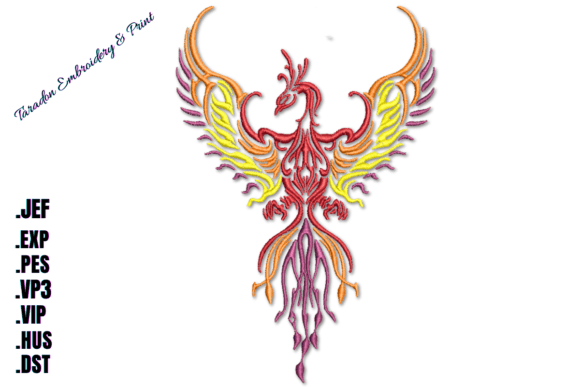 Phoenix Rising: A Bold and Majestic Embroidery Design