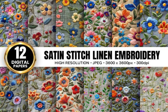 Satin Stitch Linen Embroidery for Apparel