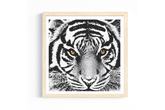 White Tiger Closeup: A Bold Embroidery Choice